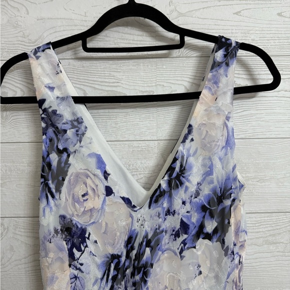 Alex Evening Women’s Purple Floral Sleeveless Tea Length Dress. Size 8 - Picture 5 of 8